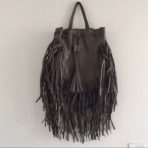 Forever 21 Grey Fringe Backpack